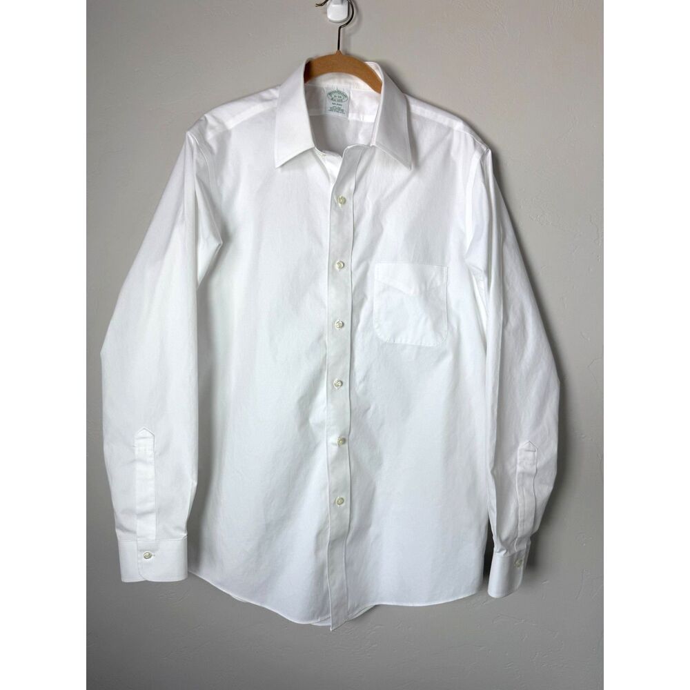 Brooks Brothers Milano Dress Shirt 16 34 White Supima Cotton Non-Iron Slim Fit